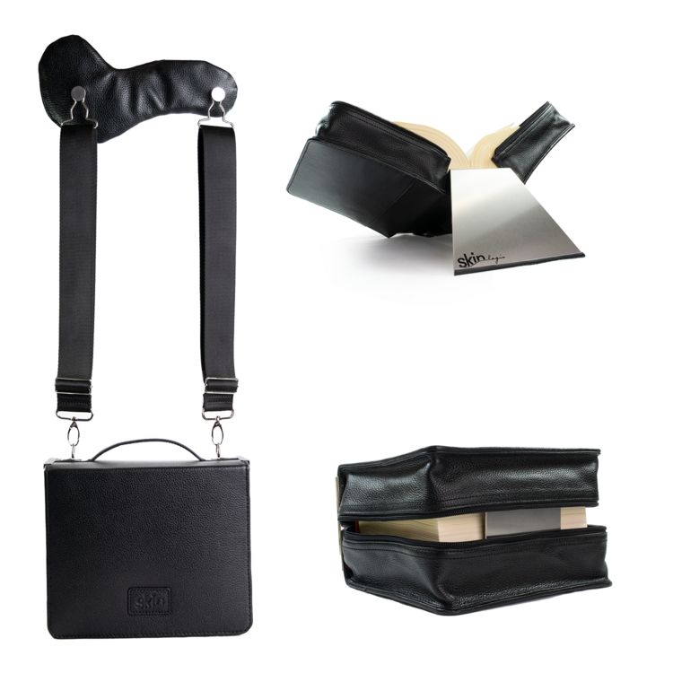 Produktbild: HabersackSKIN Tasche PURO aus Nappaleder in Gr. XL in Onyx-Schwarz mit Tragegurt & Buchst&uuml;tze