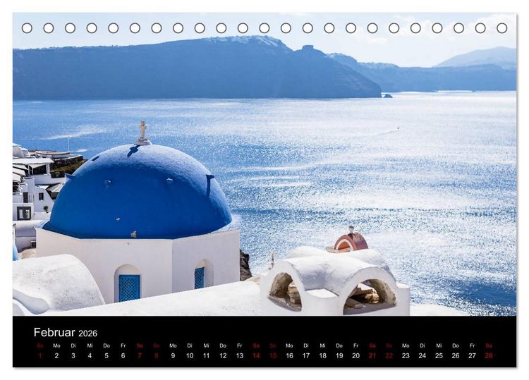 Produktbild: Santorini - K&ouml;nigin der Kykladen (Tischkalender 2026 DIN A5 quer), CALVENDO Monatskalender