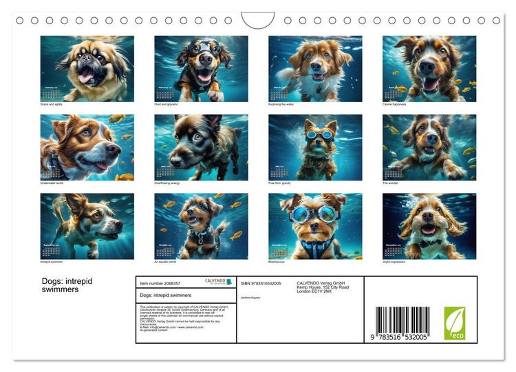 Produktbild: Dogs: intrepid swimmers (Wall Calendar 2026 DIN A4 landscape), CALVENDO 12 Month Wall Calendar