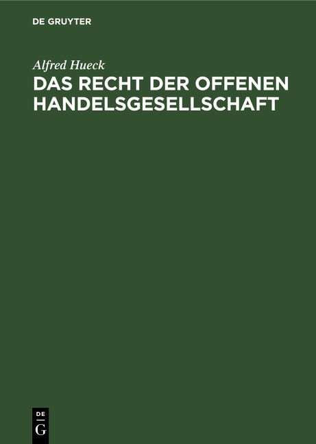 Produktbild: Das Recht der offenen Handelsgesellschaft