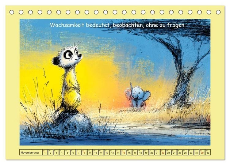 Produktbild: Kleine W&auml;chter. Erdm&auml;nnchen und Weisheiten (Tischkalender 2026 DIN A5 quer), CALVENDO Monatskalender