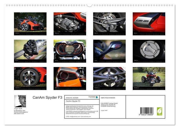 Produktbild: CanAm Spyder F3 (hochwertiger Premium Wandkalender 2026 DIN A2 quer), Kunstdruck in Hochglanz