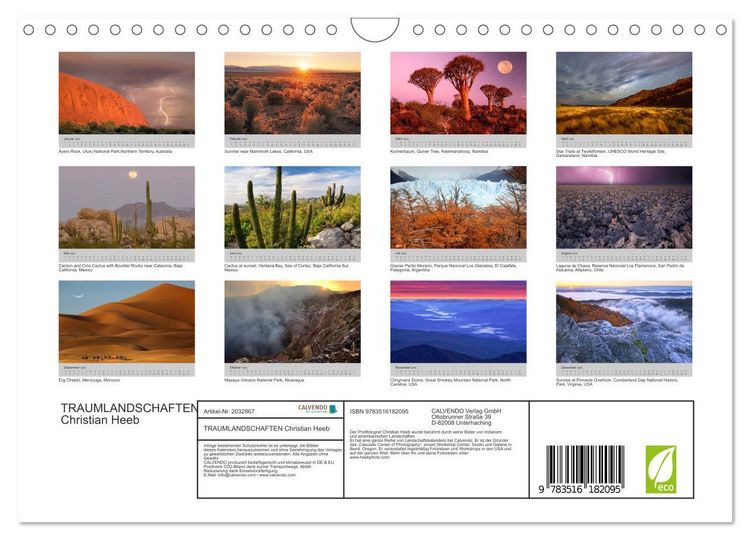Produktbild: TRAUMLANDSCHAFTEN Christian Heeb (Wandkalender 2026 DIN A4 quer), CALVENDO Monatskalender