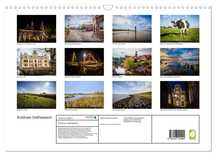 Produktbild: Sch&ouml;nes Ostfriesland (Wandkalender 2026 DIN A3 quer), CALVENDO Monatskalender