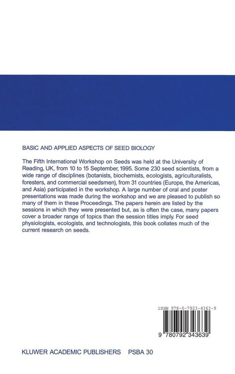 Produktbild: Basic and Applied Aspects of Seed Biology