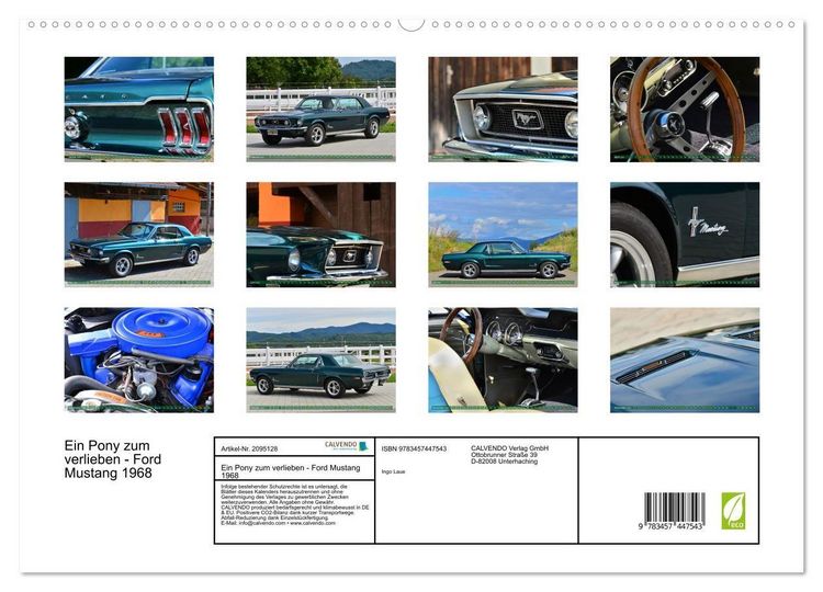 Produktbild: Ein Pony zum verlieben - Ford Mustang 1968 (hochwertiger Premium Wandkalender 2026 DIN A2 quer), Kunstdruck in Hochglanz