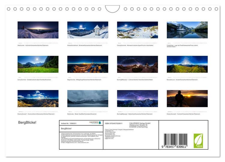 Produktbild: BergBlicke! (Wandkalender 2026 DIN A4 quer), CALVENDO Monatskalender