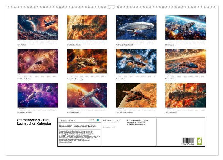 Produktbild: Sternenreisen - Ein kosmischer Kalender (Wandkalender 2026 DIN A2 quer), CALVENDO Monatskalender