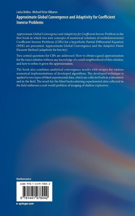 Produktbild: Approximate Global Convergence and Adaptivity for Coefficient Inverse Problems