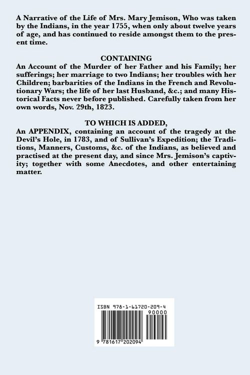 Produktbild: A Narrative of the Life of Mrs. Mary Jemison - A Classic Captivity Narrative of the American Frontier
