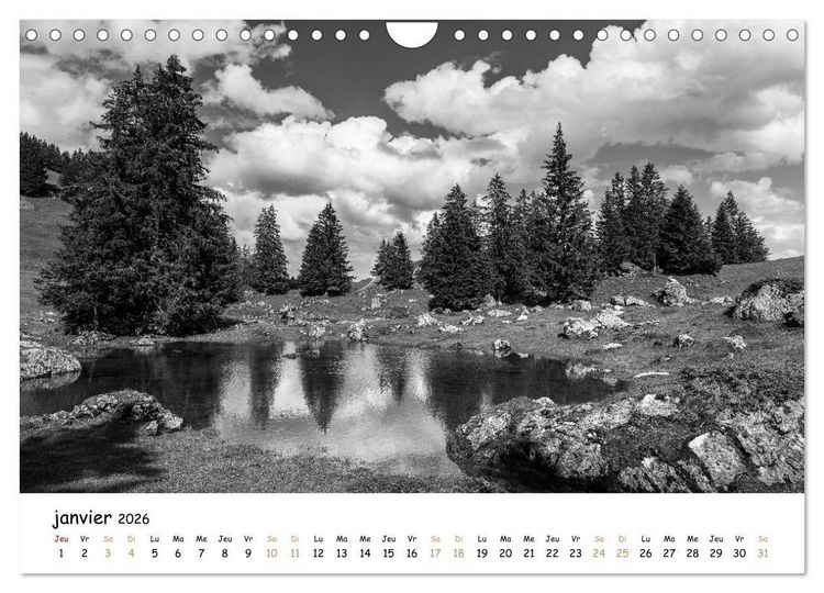 Produktbild: Terres de contraste &ndash; Une ann&eacute;e en monochrome (Calendrier mural 2026 DIN A4 vertical), CALVENDO calendrier mensuel