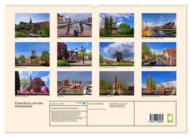 Produktbild: Papenburg und das Rheiderland (hochwertiger Premium Wandkalender 2026 DIN A2 quer), Kunstdruck in Hochglanz
