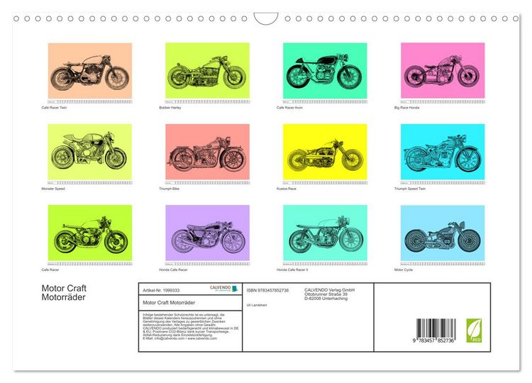 Produktbild: Motor Craft Motorr&auml;der (Wandkalender 2026 DIN A3 quer), CALVENDO Monatskalender