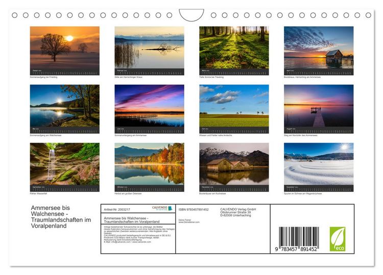 Produktbild: Ammersee bis Walchensee - Traumlandschaften im Voralpenland (Wandkalender 2026 DIN A4 quer), CALVENDO Monatskalender