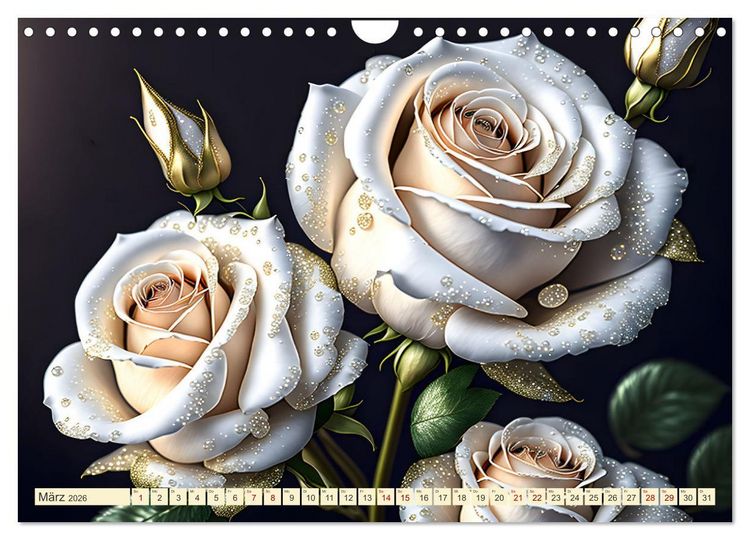 Produktbild: Lieblingsblumen mit goldenen Akzenten (Wandkalender 2026 DIN A4 quer), CALVENDO Monatskalender