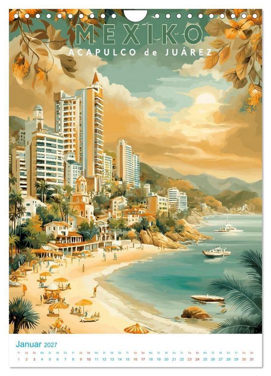 Produktbild: Mexiko - Old School Poster Style (Wandkalender 2027 DIN A4 hoch), CALVENDO Monatskalender
