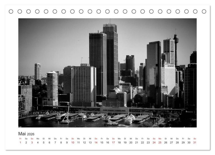 Produktbild: SYDNEY Monochrom (Tischkalender 2026 DIN A5 quer), CALVENDO Monatskalender