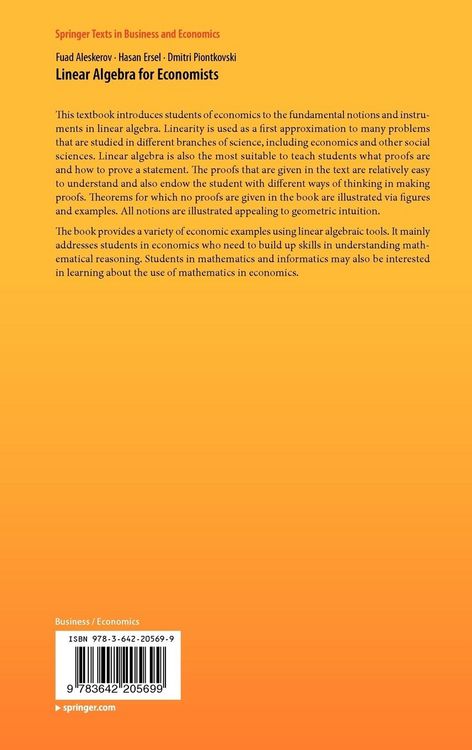 Produktbild: Linear Algebra for Economists