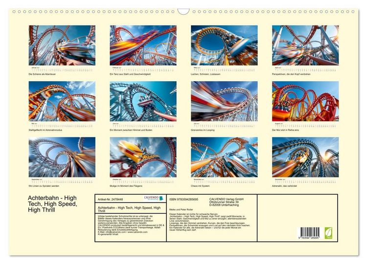 Produktbild: Achterbahn - High Tech, High Speed, High Thrill (Wandkalender 2027 DIN A2 quer), CALVENDO Monatskalender