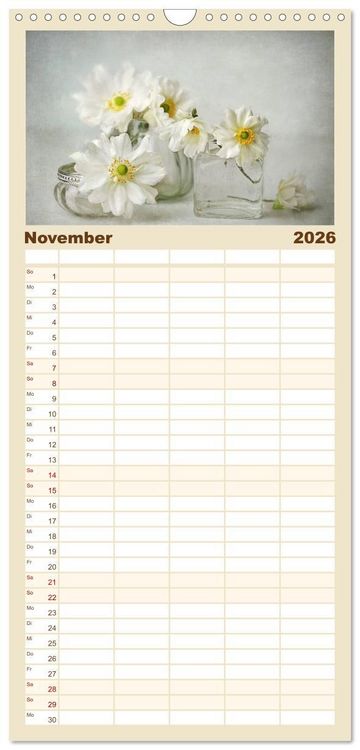 Produktbild: Familienplaner 2026 - Kleine Bl&uuml;tenwunder mit 5 Spalten (Wandkalender, 21 x 45 cm) CALVENDO