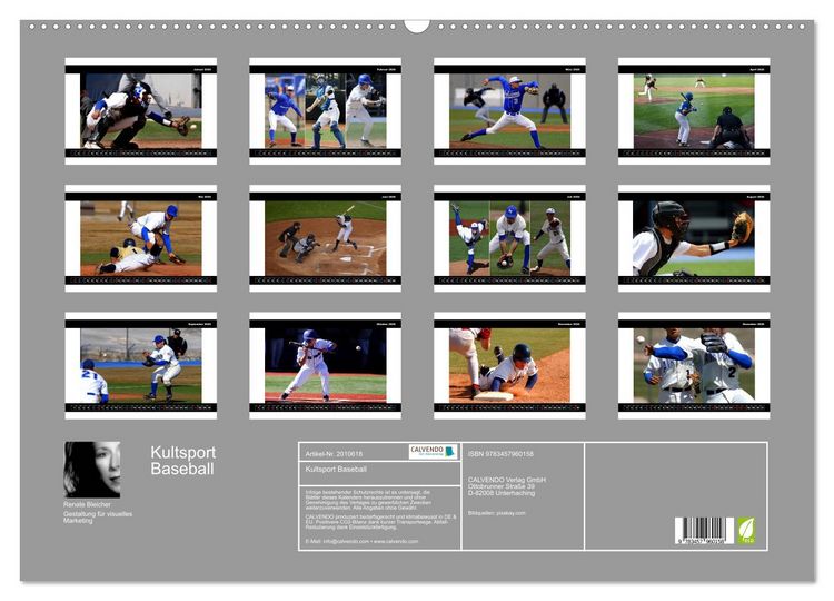 Produktbild: Kultsport Baseball (Wandkalender 2026 DIN A2 quer), CALVENDO Monatskalender