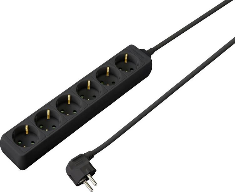 Produktbild: Sygonix SY-4890996 Steckdosenleiste 6fach Schwarz Schutzkontakt 1St.