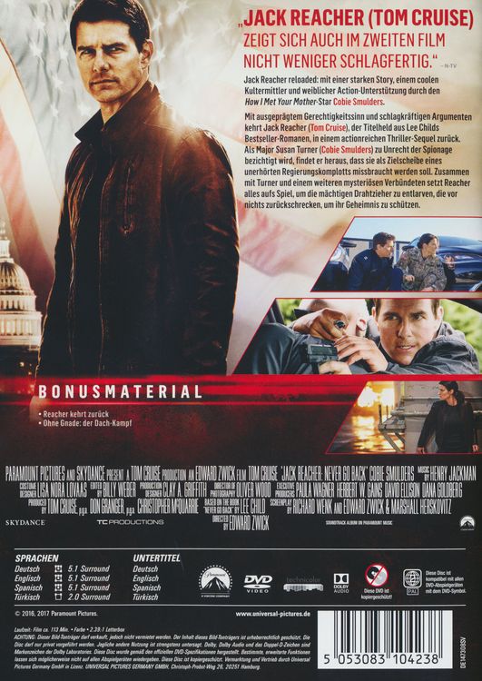 Produktbild: Jack Reacher: Kein Weg zur&uuml;ck