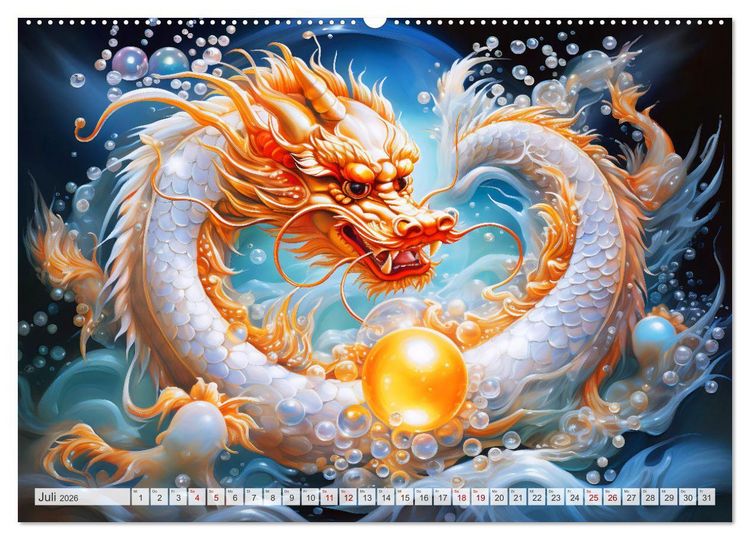 Produktbild: Jahr des Drachen - Im Stil des chinesischen Tierkreiszeichens (hochwertiger Premium Wandkalender 2026 DIN A2 quer), Kunstdruck in Hochglanz
