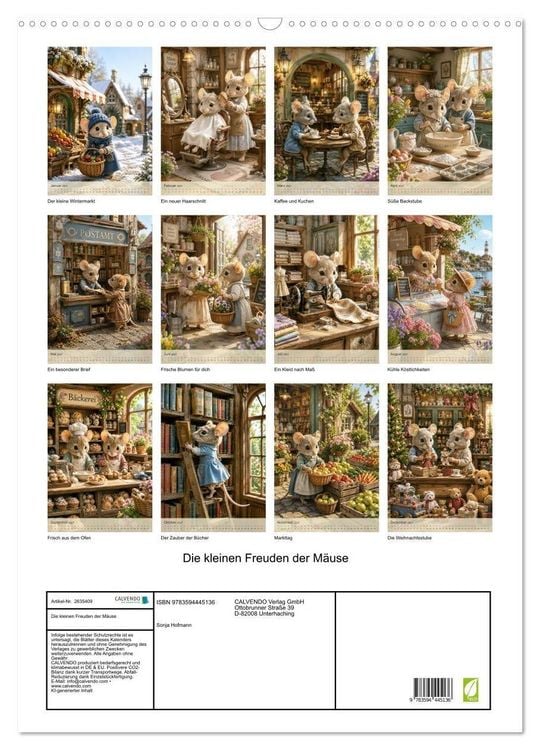 Produktbild: Die kleinen Freuden der M&auml;use (Wandkalender 2027 DIN A2 hoch), CALVENDO Monatskalender