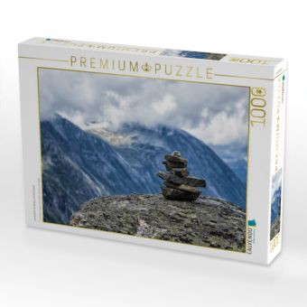 Produktbild: CALVENDO Puzzle Landschaft mit Berge und Steinstapel | 1000 Teile Lege-Gr&ouml;&szlig;e 64x48cm Foto-Puzzle f&uuml;r gl&uuml;ckliche Stunden