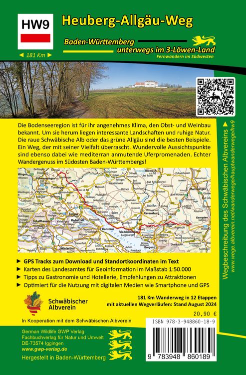 Produktbild: Heuberg-Allg&auml;u-Weg HW9 - Bodensee, Naturparadiese Schw&auml;bische Alb und Allg&auml;u