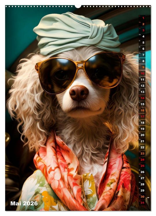 Produktbild: Stylische Hunde (Wandkalender 2026 DIN A2 hoch), CALVENDO Monatskalender