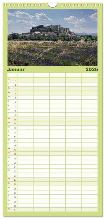 Produktbild: Familienplaner 2026 - Provence romantique mit 5 Spalten (Wandkalender, 21 x 45 cm) CALVENDO