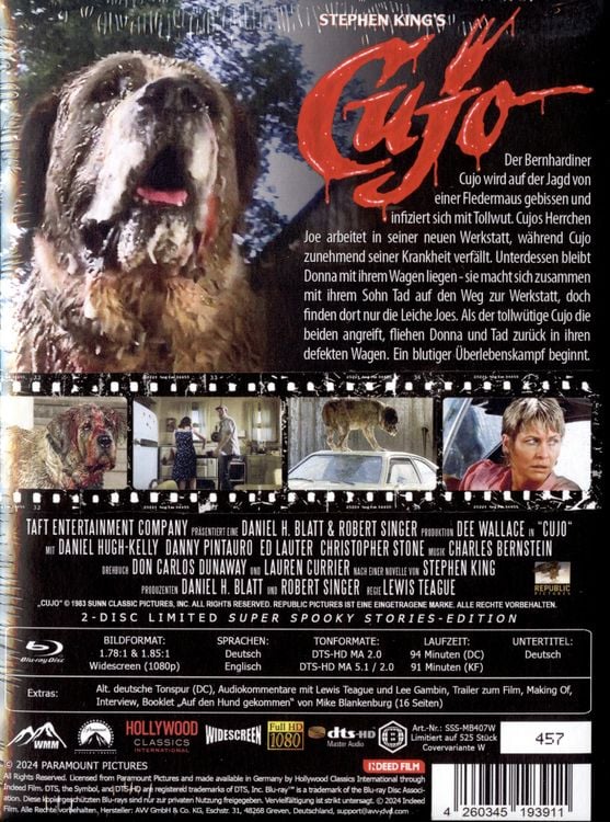 Produktbild: CUJO - Mediabook Wattiert (KINOFASSUNG + DIRECTOR'S CUT) [2 BRs]