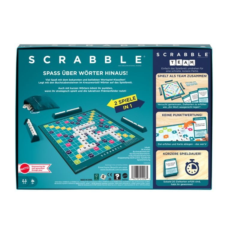 Scrabble Kompakt Brettspiel - Wortspiel Für 2-4 Spieler Mit Buchstaben
