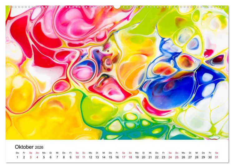 Produktbild: Acrylic Pouring - Faszinierende Farben und Formen (hochwertiger Premium Wandkalender 2026 DIN A2 quer), Kunstdruck in Hochglanz