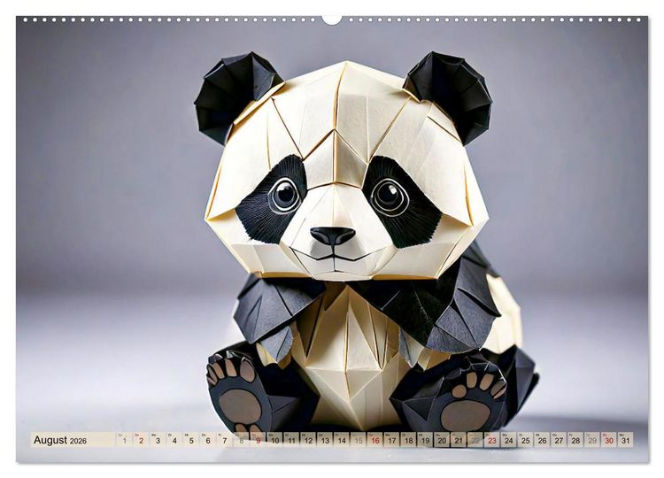 Produktbild: Wilde Origami Tiere (hochwertiger Premium Wandkalender 2026 DIN A2 quer), Kunstdruck in Hochglanz