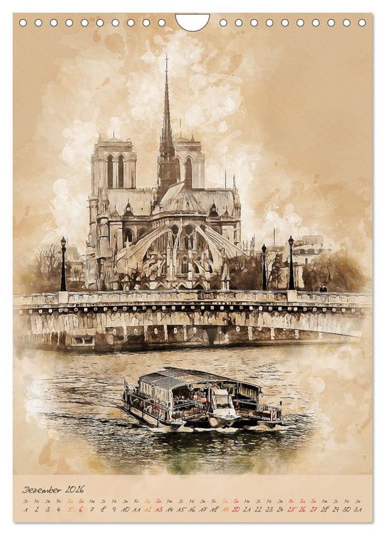 Produktbild: Paris - la Ville de l'amour (Wandkalender 2026 DIN A4 hoch), CALVENDO Monatskalender
