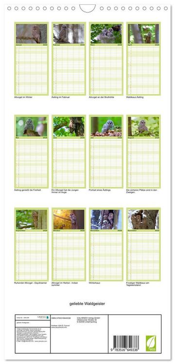Produktbild: Familienplaner 2026 - geliebte Waldgeister mit 5 Spalten (Wandkalender, 21 x 45 cm) CALVENDO