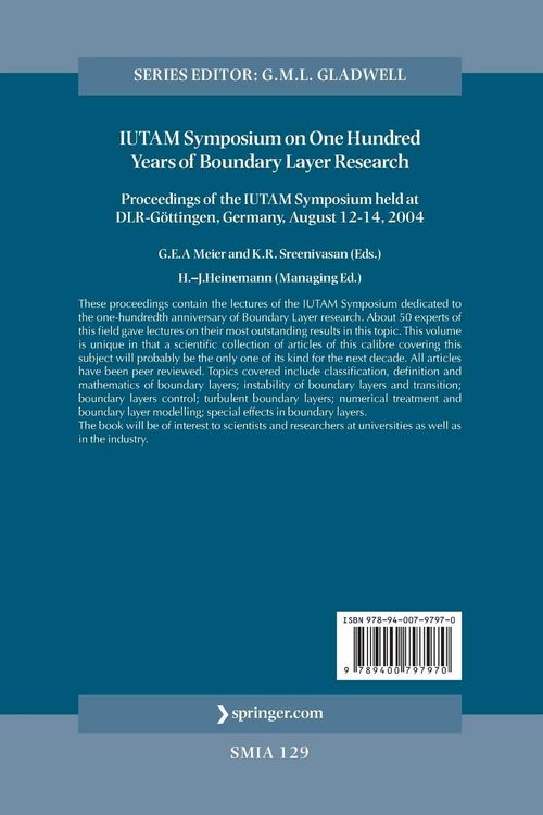 Produktbild: IUTAM Symposium on One Hundred Years of Boundary Layer Research