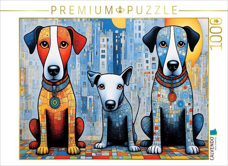 Produktbild: CALVENDO Puzzle Bunte Hunde - Reinschnuppern ins neue Jahr | 1000 Teile Lege-Gr&ouml;&szlig;e 64x48cm Foto-Puzzle f&uuml;r gl&uuml;ckliche Stunden