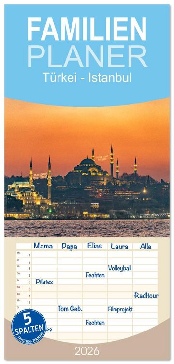 Produktbild: Familienplaner 2026 - T&uuml;rkei - Istanbul mit 5 Spalten (Wandkalender, 21 x 45 cm) CALVENDO