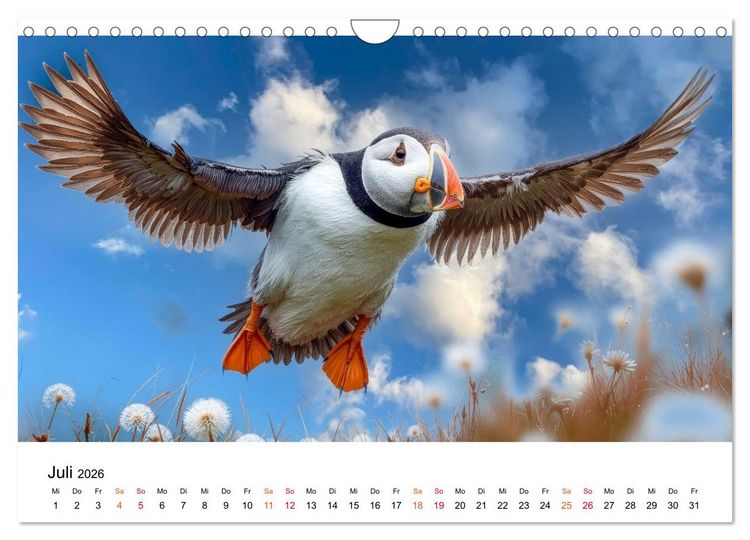 Produktbild: Papageitaucher - Freche Komiker auf Fels und Welle (Wandkalender 2026 DIN A4 quer), CALVENDO Monatskalender