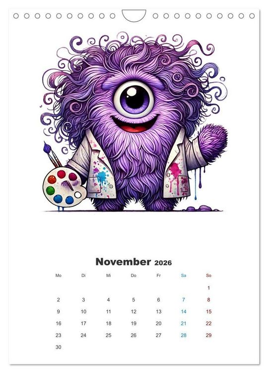 Produktbild: Kuschelmonsterzeit (Wandkalender 2026 DIN A4 hoch), CALVENDO Monatskalender
