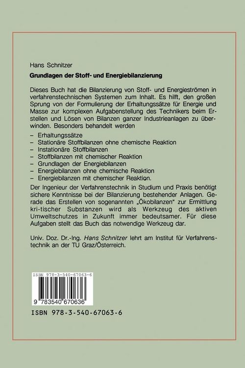 Produktbild: Grundlagen der Stoff- und Energiebilanzierung