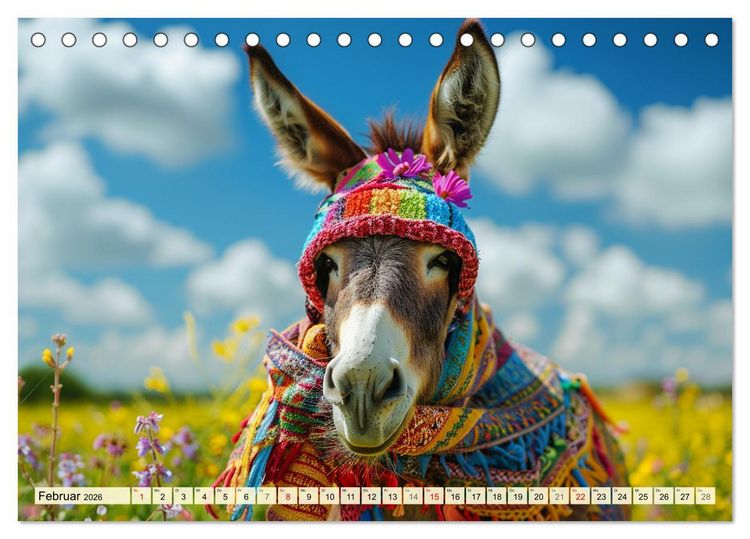 Produktbild: Esel mit Hut! Blumige Eleganz f&uuml;r ein modisches M&auml;rchen (Tischkalender 2026 DIN A5 quer), CALVENDO Monatskalender