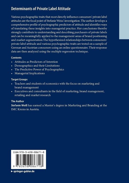 Produktbild: Determinants of Private Label Attitude