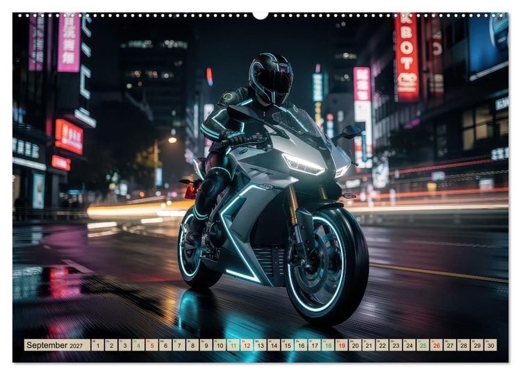 Produktbild: E-Motorrad-Biker (hochwertiger Premium Wandkalender 2027 DIN A2 quer), Kunstdruck in Hochglanz