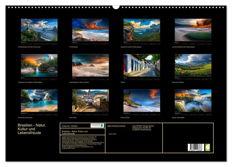Produktbild: Brasilien - Natur, Kultur und Lebensfreude (Wandkalender 2026 DIN A2 quer), CALVENDO Monatskalender