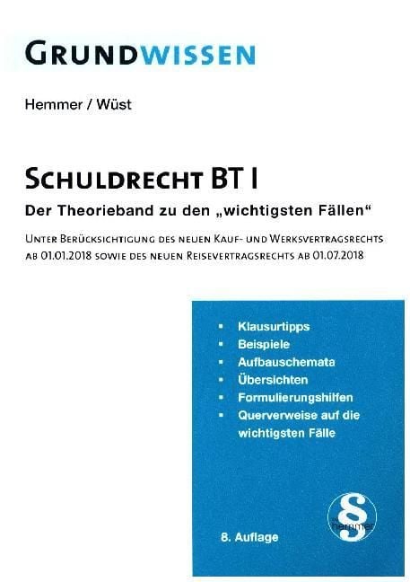 Produktbild: Grundwissen Schuldrecht BT I
